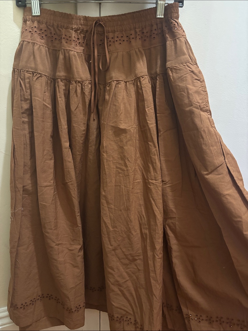 Free People Rust Brown Eyelet Lace-Up Dress Top - Picture 4 of 13